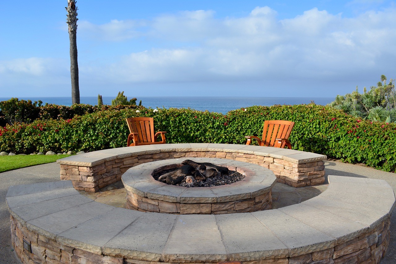 An outdoor fire pit adds charm to a property
